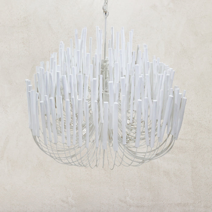 Wood Candlestick Chandelier | White