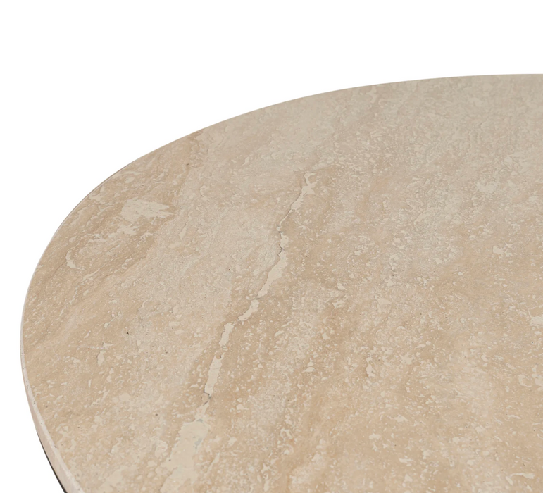 Sheldon Round Travertine Coffee Table | Black