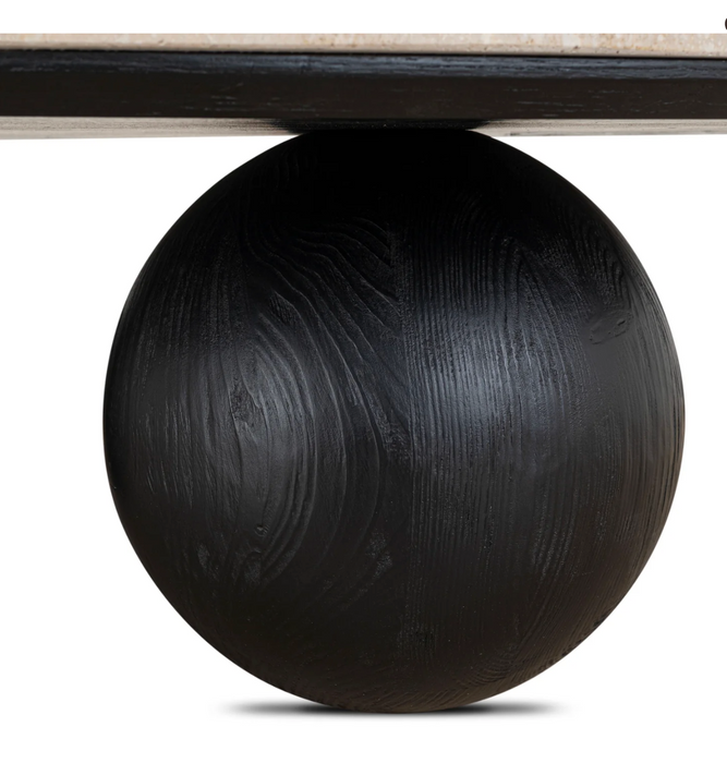 Sheldon Round Travertine Coffee Table | Black