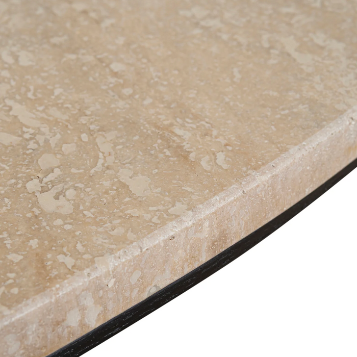 Sheldon Round Travertine Coffee Table | Black