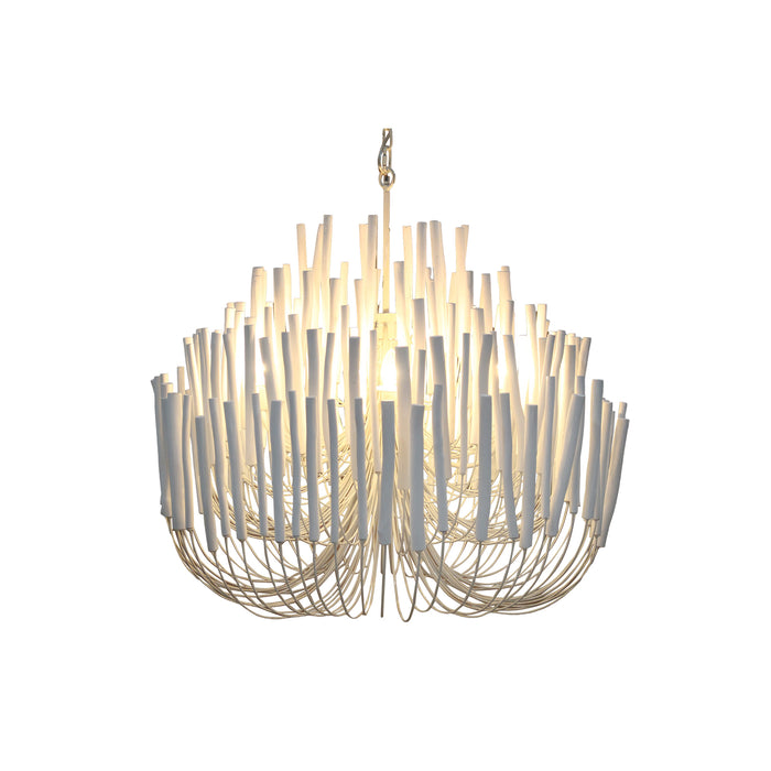 Wood Candlestick Chandelier | White