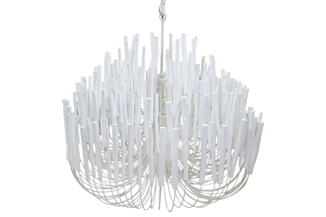 Wood Candlestick Chandelier | White
