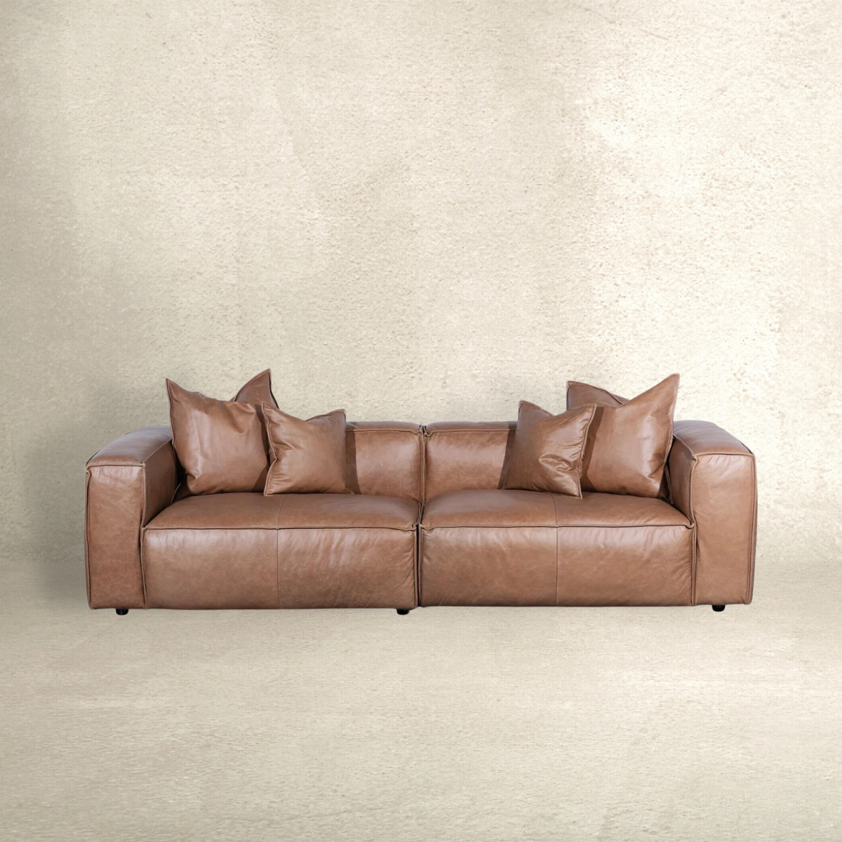 Saddle on sale brown sofa